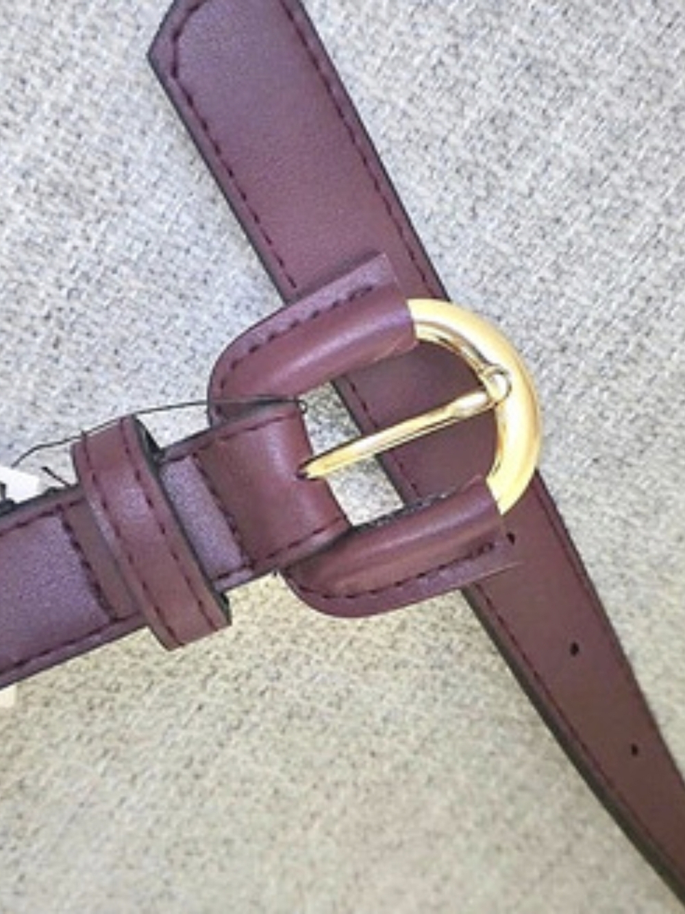 ZARA Narrow Split Leather Belt burgundy
